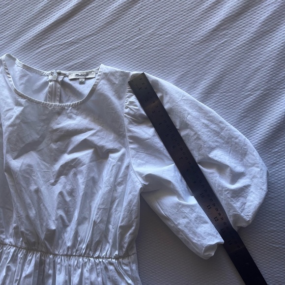 Madewell Elegant White Puffed Sleeve Dress Cotton - Picture 6 of 8